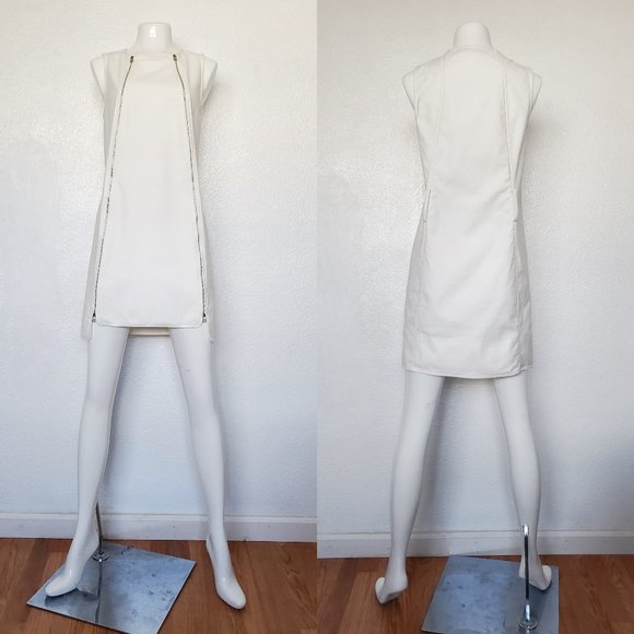 Robert Rodriguez White Canvas Dual Zip Shift Dress - Picture 2 of 9